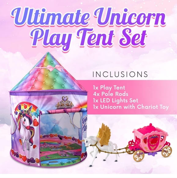 1 LEFT⚡️NEW!Unicorn Pop Up Kids Tent - Picture 3 of 4